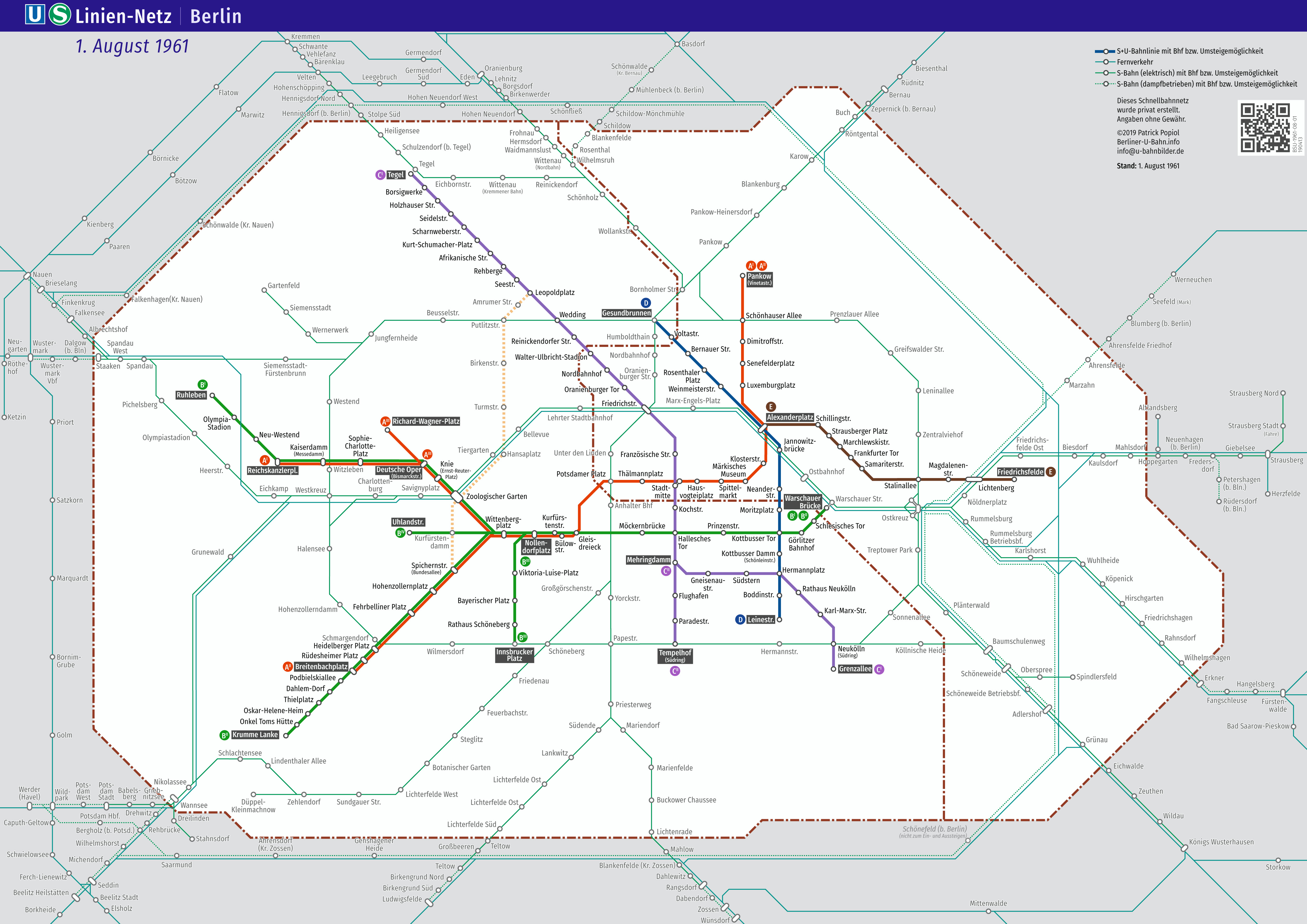 nachgestelles S- und U-Bahn-Netz am 01. August 1961